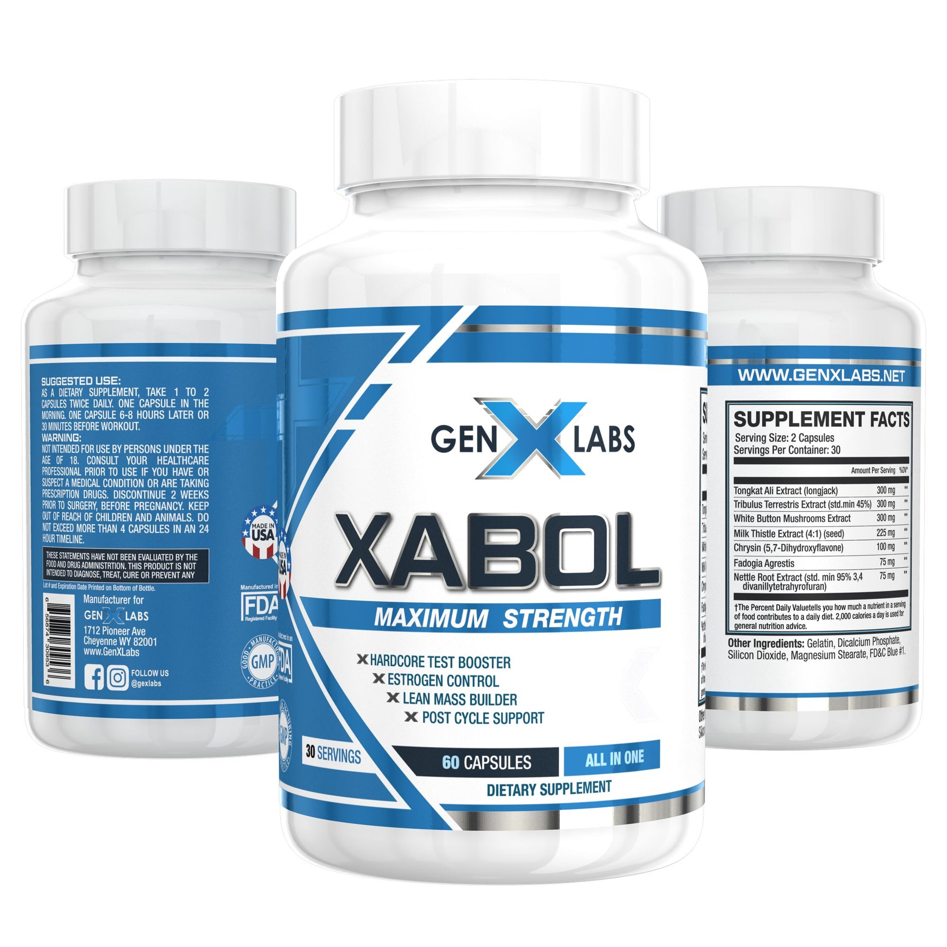 XABOL PCT & Test Booster Double Pak Free Shirt GenXLabs bottles