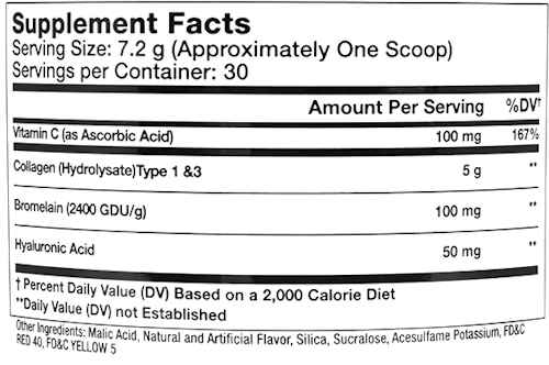 CollagenFit Collagen Support Healthy Skin 30 servings fact